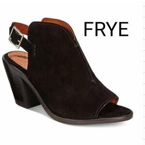 Frye Courtney Suede Slingback Heeled Mule Bootie Black Size 9